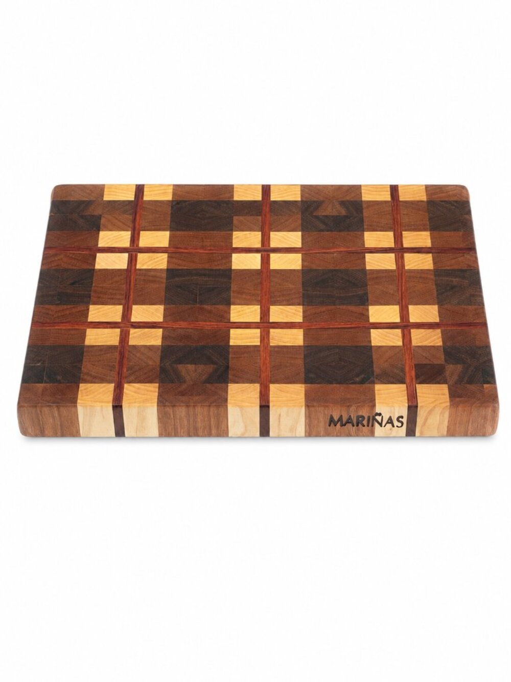 Cutting Board Plaid with Rubber Feet 12-5/8" x 9" Handcrafted One of a Kind